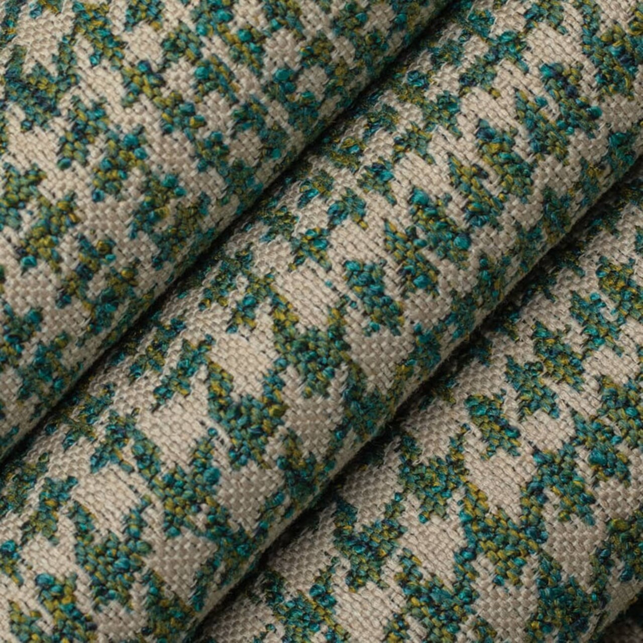 Green Houndstooth Plaid Upholstery Fabric by the Yard - SKU: Shasta Emerald
